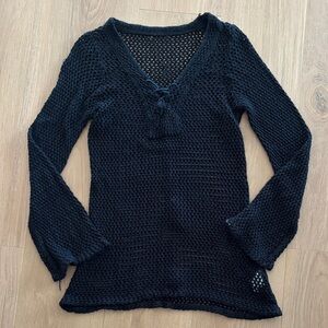 Black Crochet Knit Top s:m